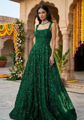 Emerald Green Sequin Bridal Gown