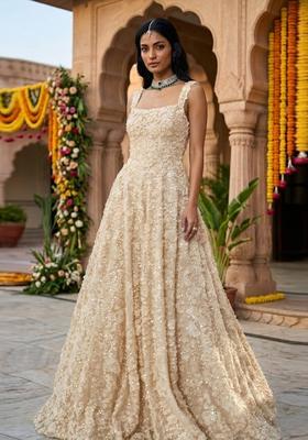 Beige Sequin Bridal Gown