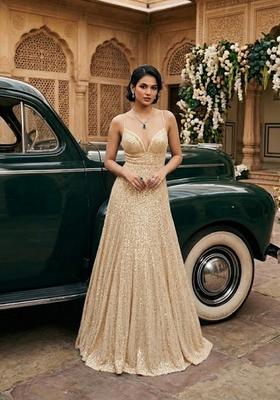 Off White Sequin Bridal Gown