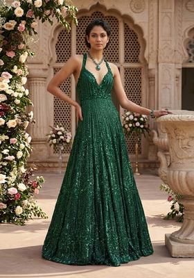 Emerald Green Sequin Bridal Gown