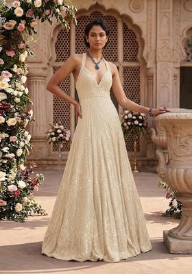 Off White Sequin Bridal Gown