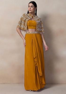 Orange Embellished Designer Fusion Set