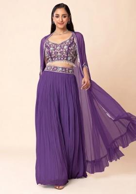 Purple Embellished Designer Fusion Set