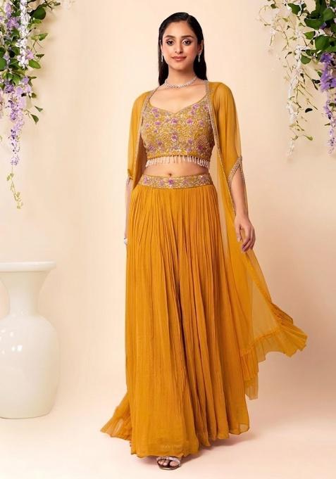 Orange Embellished Designer Fusion Set