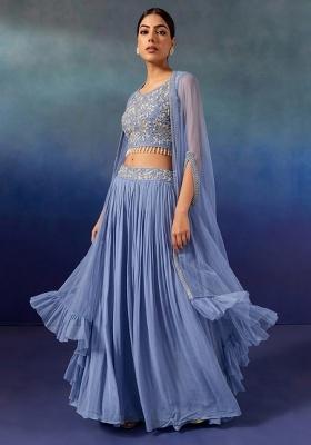 Blue Bell Embellished Designer Lehenga Set