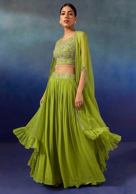 Lime Zest Embellished Designer Lehenga Set