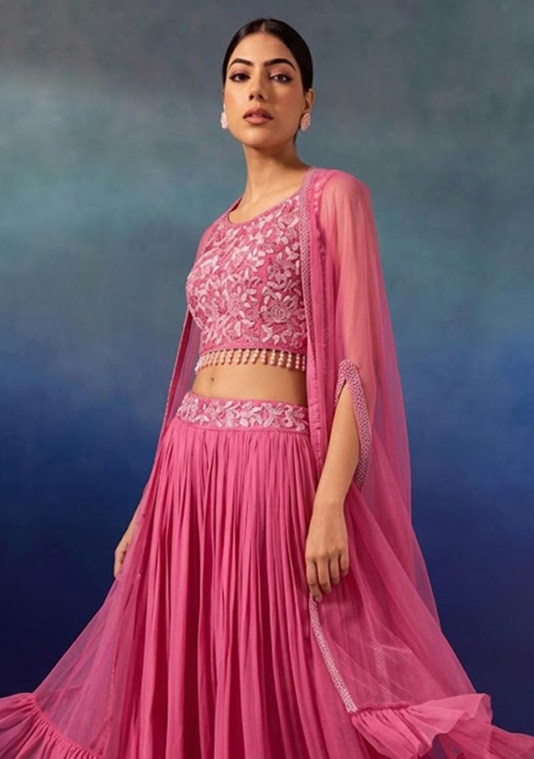 Pink Cosmos Embellished Designer Lehenga Set - Indya