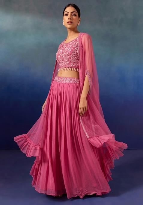 Pink Cosmos Embellished Designer Lehenga Set