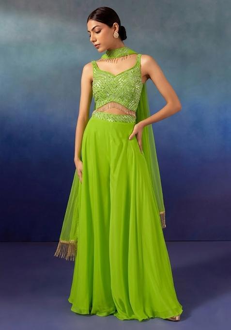 Lime Zest Embroidered Designer Fusion Set