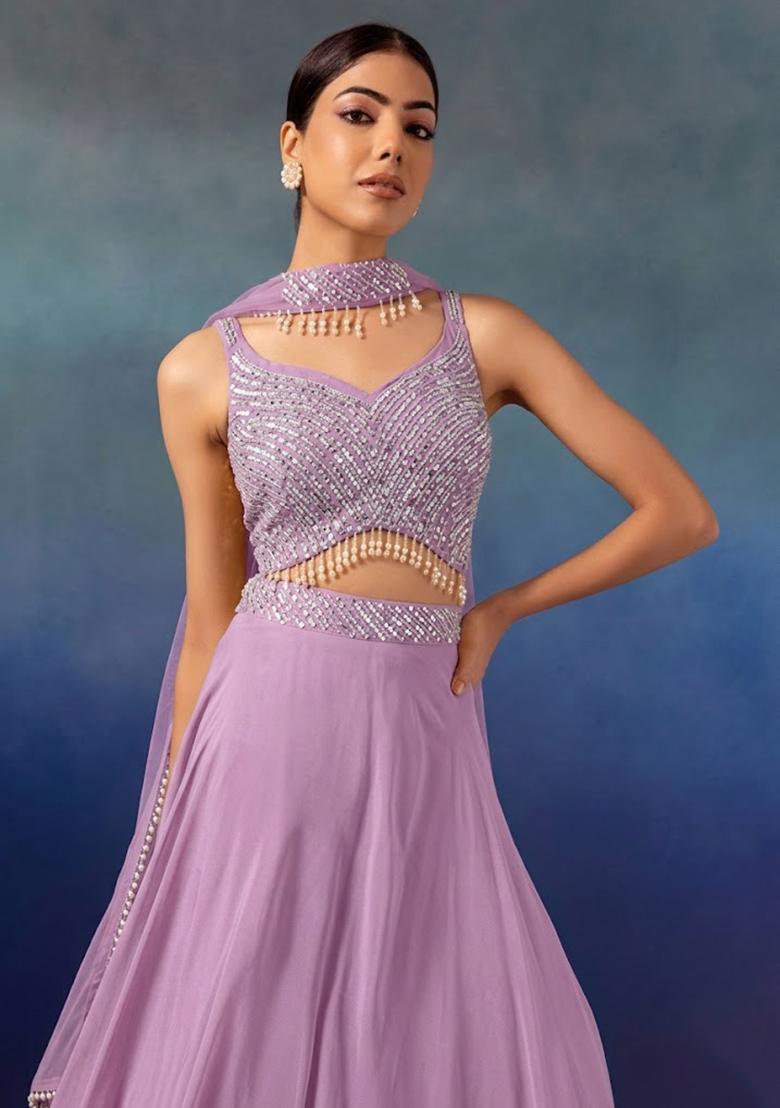 Orchid Embroidered Designer Fusion Set - Indya