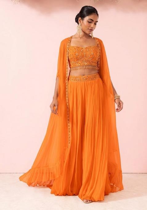 Orange Popsickle Embroidered Designer Fusion Set