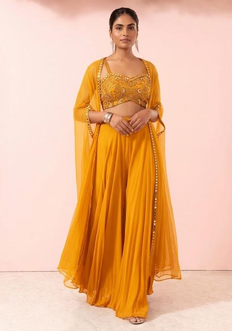 Marigold Embroidered Designer Fusion Set