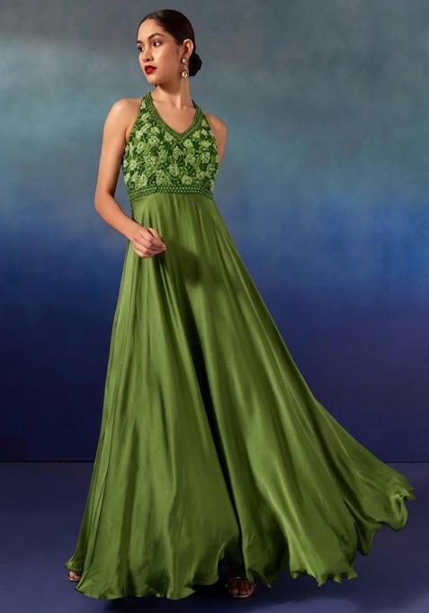 Emerald Green Embroidered Designer Anarkali