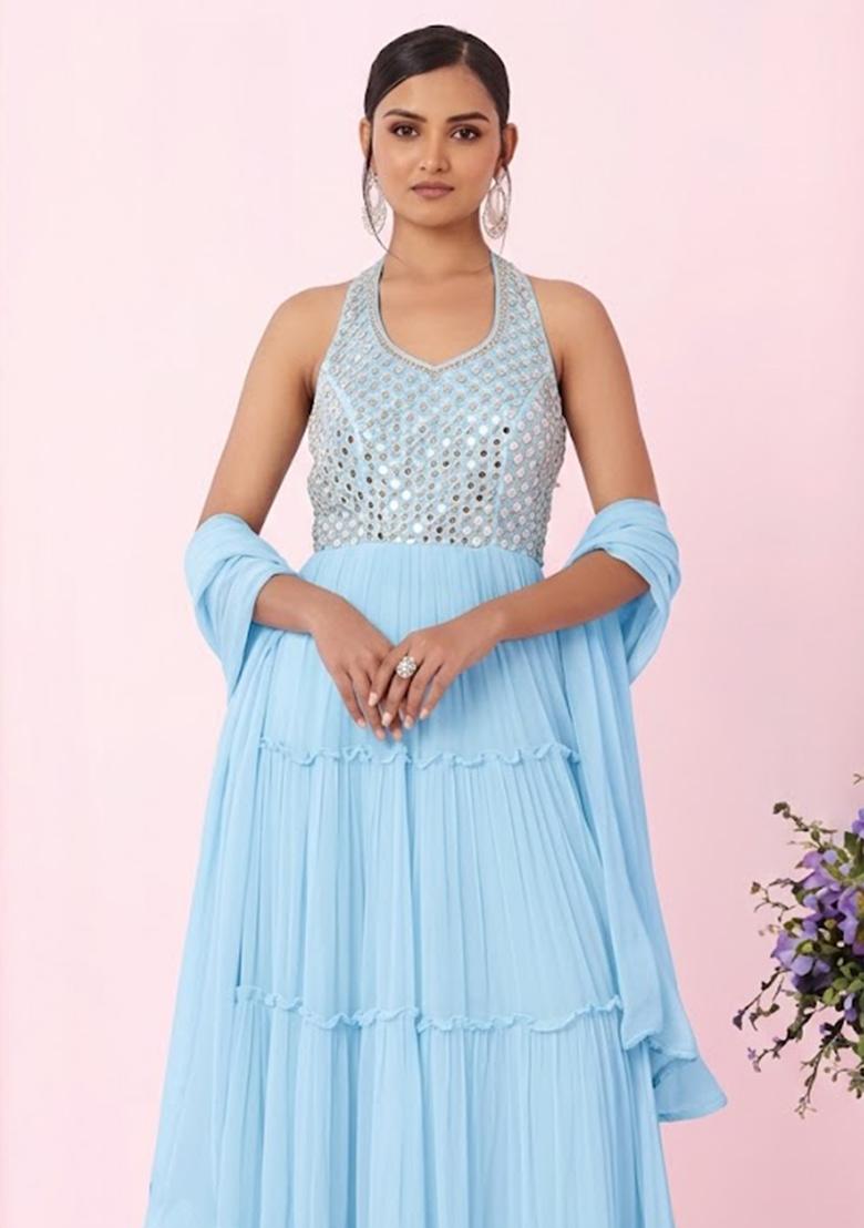 Polar Wind Embellished Designer Anarkali With Dupatta - Indya