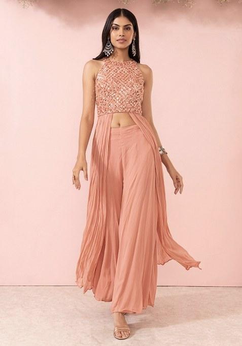 Peach Melba Embellished Designer Fusion Set