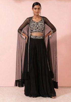 Black Embellished Designer Fusion Set