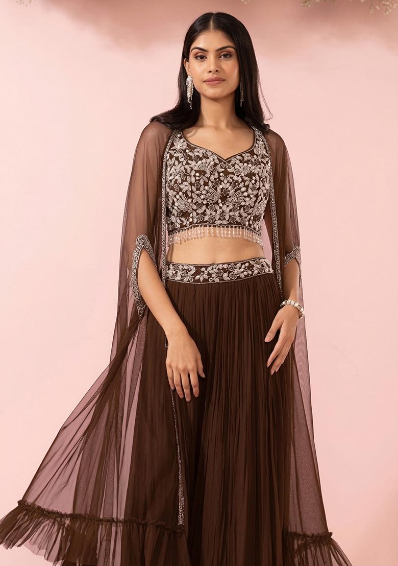 Chocolate Cremoso Embellished Designer Fusion Set - Indya
