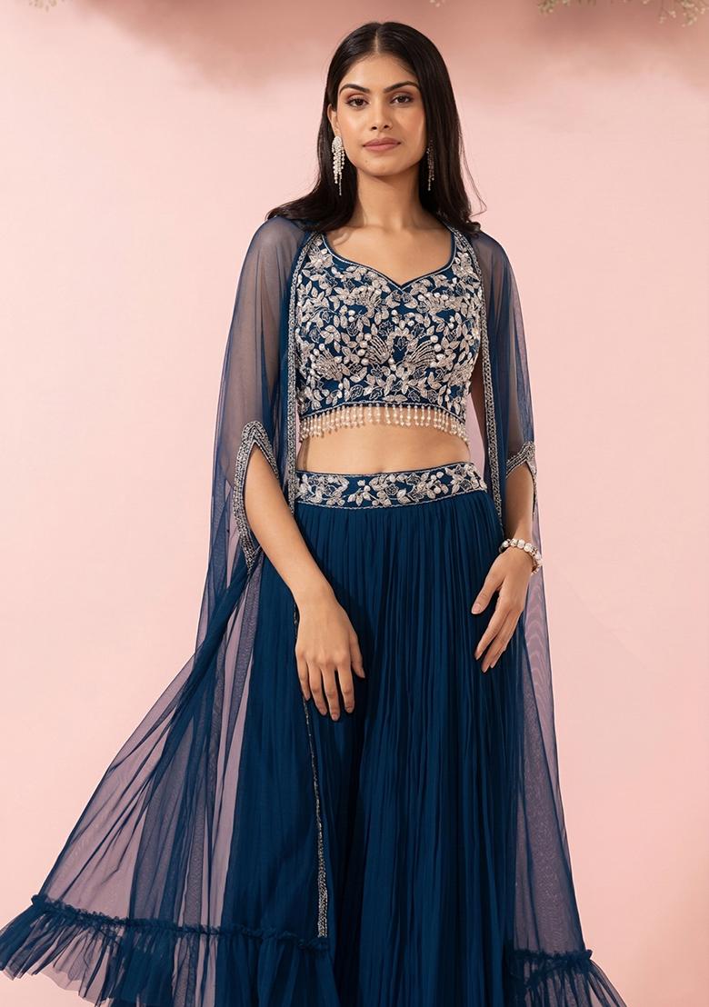 Estate Blue Embellished Designer Fusion Set - Indya