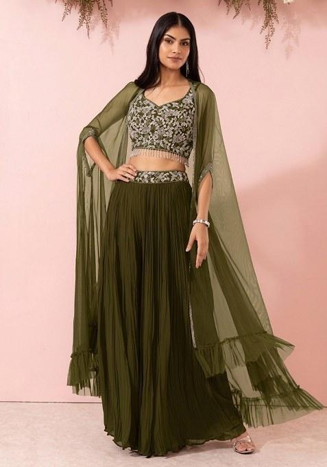 Olive Branch Embellished Designer Fusion Set