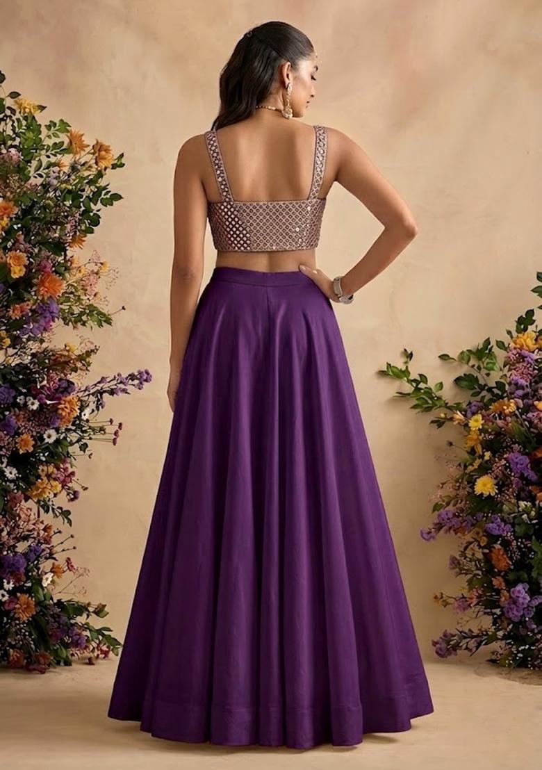 Purple Embellished Georgette Lehenga Set - Indya