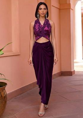 Deep Plum Devore Velvet Fusion Set