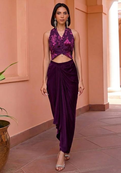 Deep Plum Devore Velvet Fusion Set