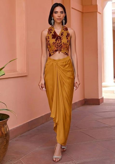 Rust Devore Velvet Fusion Set