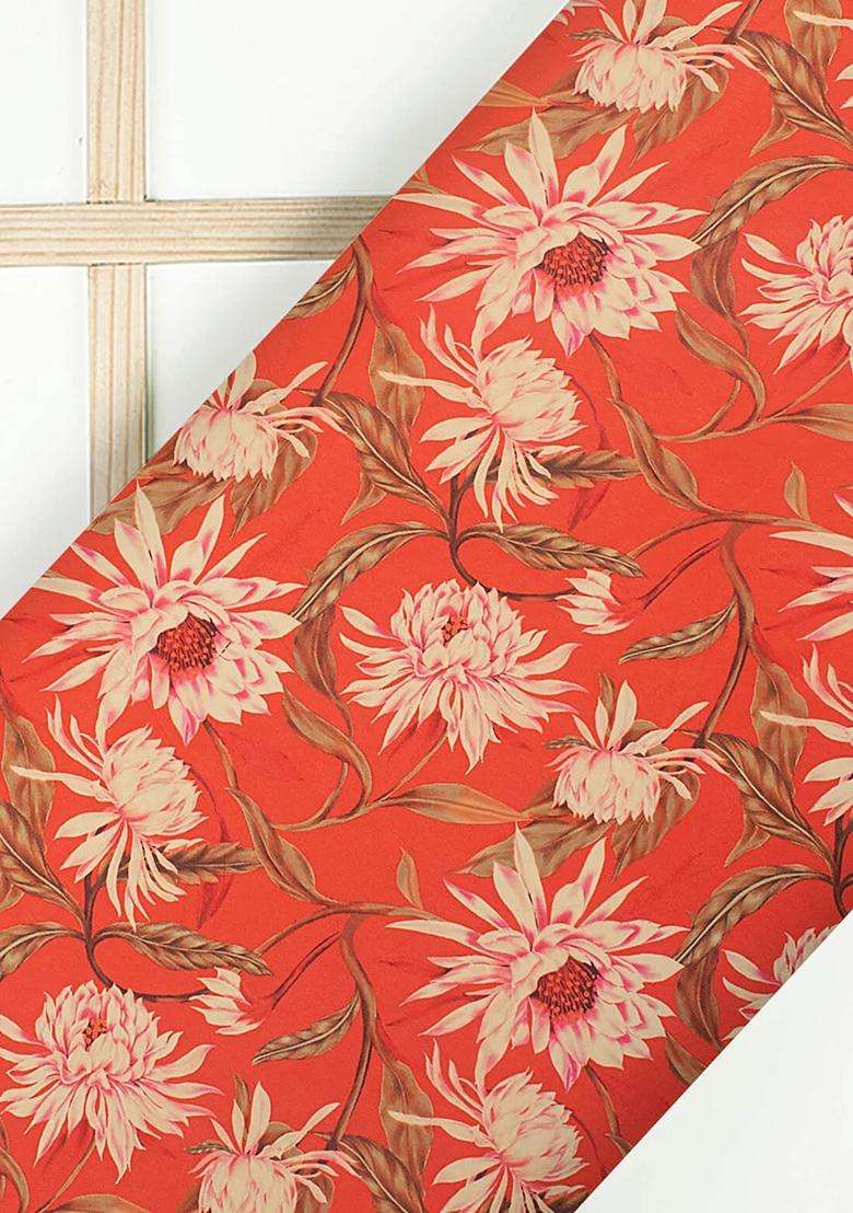 Orange Printed Handwork Georgette Sharara Set - Indya