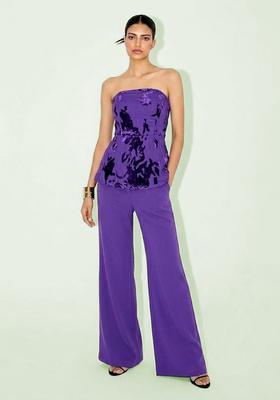 Royal Purple Printed Velvet Fusion Set