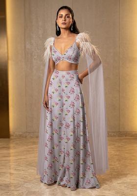 Lavender Printed Satin Fusion Set