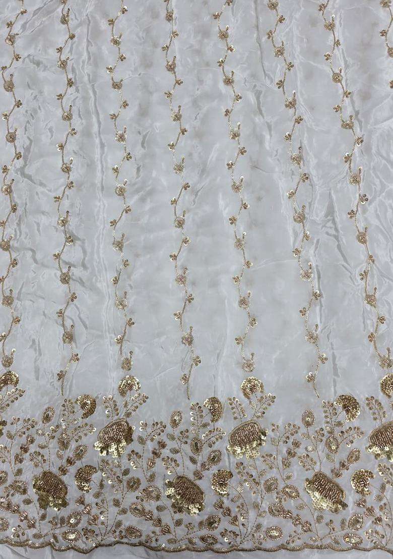 Ivory Embroidered Net Kurta Set - Indya
