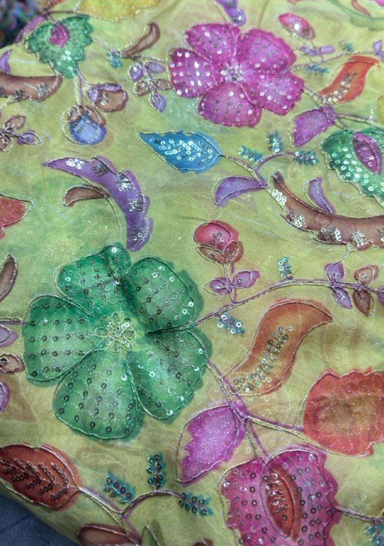 Lime Yellow Printed Poly Blend Sharara Set - Indya