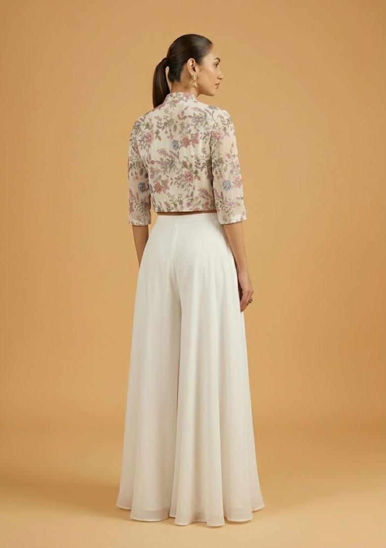 Dusty Pink Sequin Crepe Sharara Set - Indya