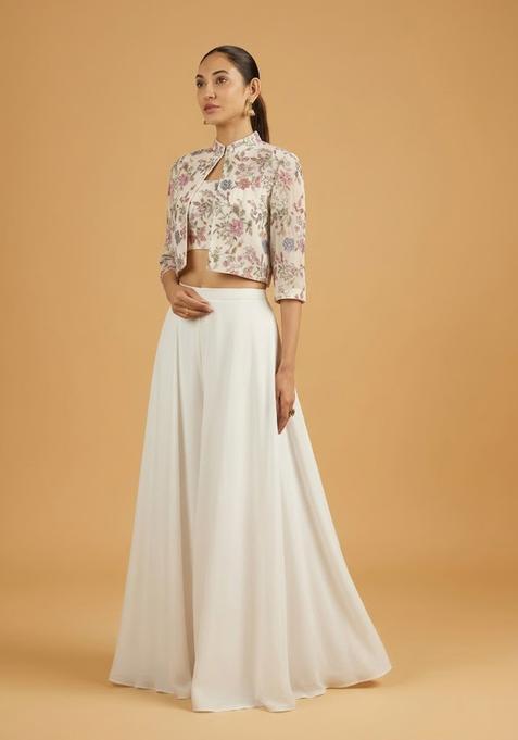 Dusty Pink Sequin Crepe Sharara Set
