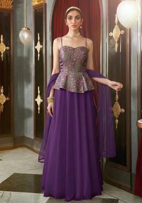 Purple Printed Lehenga Set