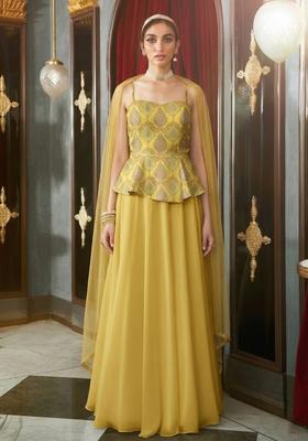 Yellow Printed Lehenga Set