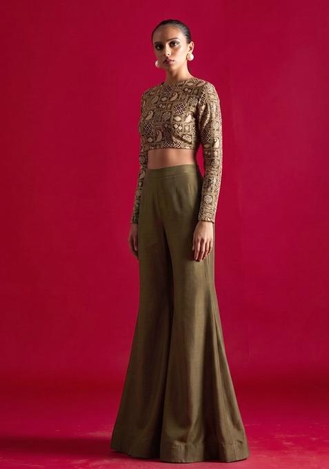 Brown Printed Fusion Set