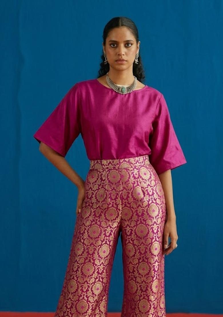 Magenta Pink Silk Fusion Set - Indya