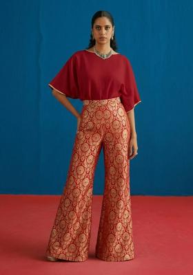 Maroon  Silk Fusion Set