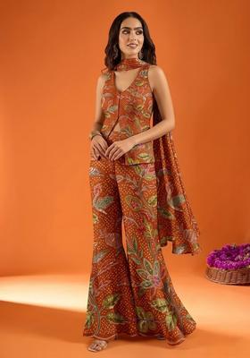 Orange Embroidered Cosmos Fusion Set