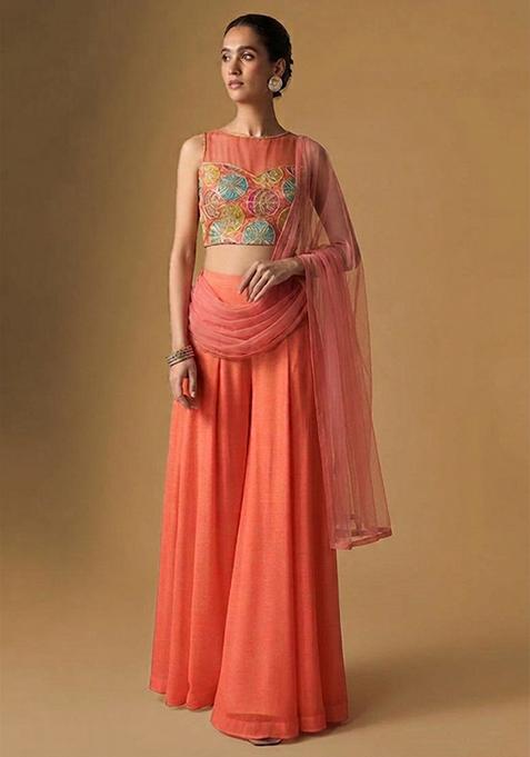 Coral Orange Printed Tissue Fusion Set