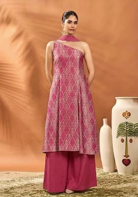 Magenta Pink Brocade Sharara Set