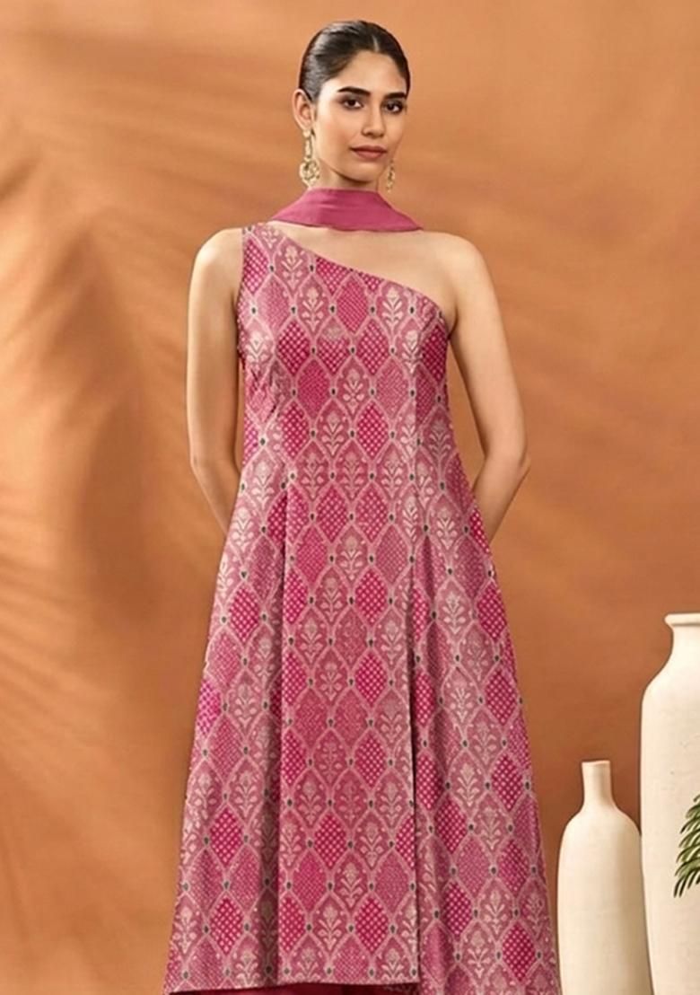 Magenta Pink Brocade Sharara Set - Indya