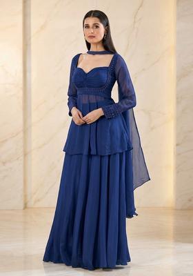 Royal Blue Handwork Sharara Set