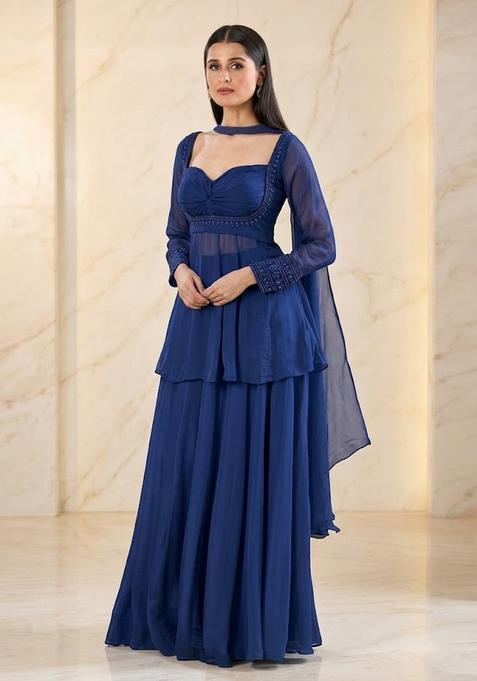 Royal Blue Handwork Sharara Set