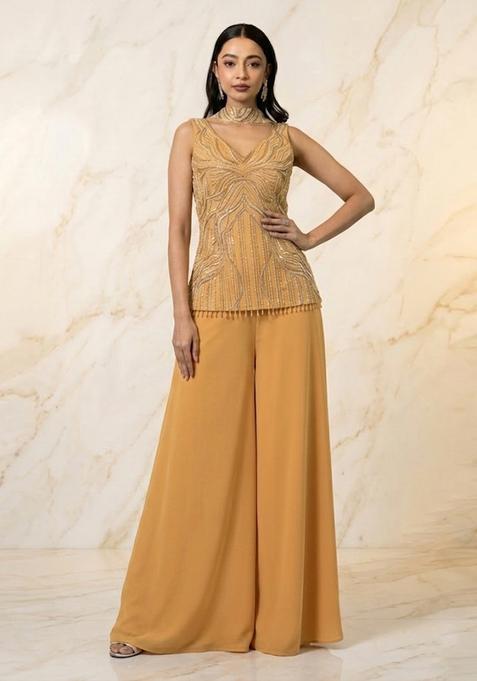 Mustard Yellow Handwork Sharara Set