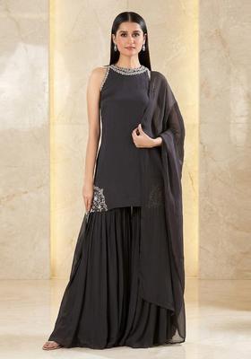 Grey Handwork Sharara Set