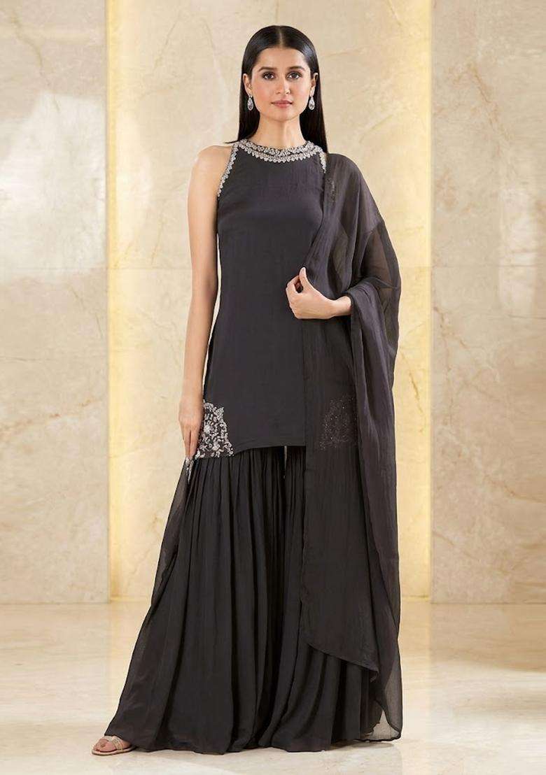 Grey Handwork Sharara Set - Indya