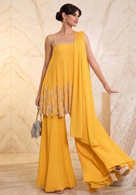 Yellow Embroidered Handwork Sharara Set