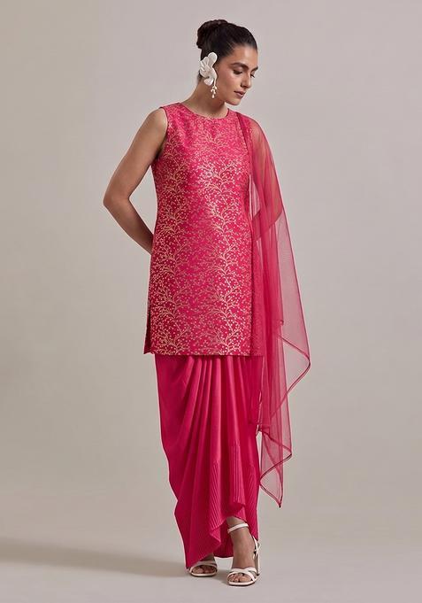 Hot Pink Brocade Fusion Set